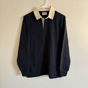 Taylor Stitch Rugby Shirt Navy Long Sleeve Polo Preppy - Mens Size 38 / Medium